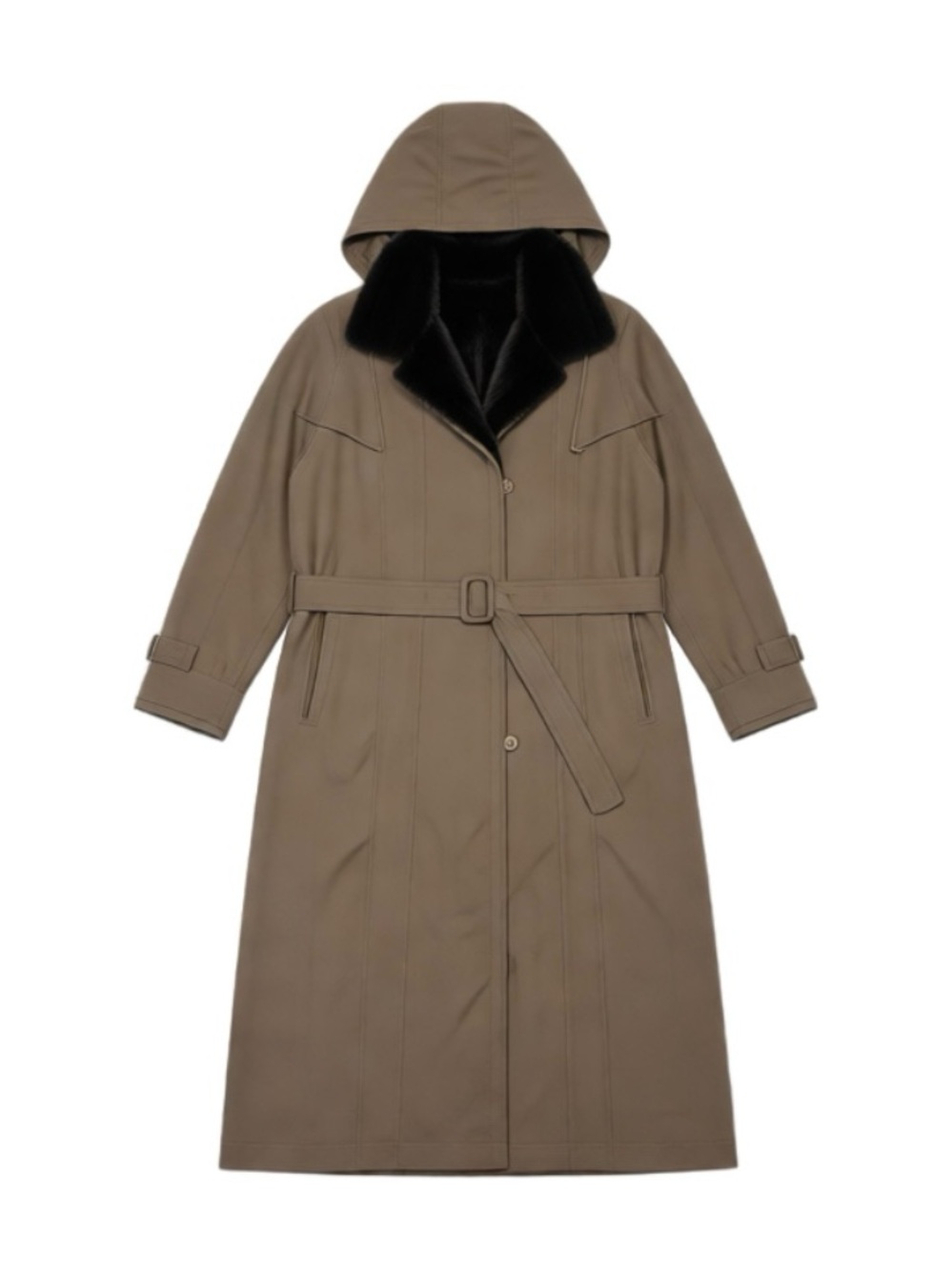 Mirumer Fashion Women’s Mink-Lined Trench Coat Removable Fur Lining Size 9